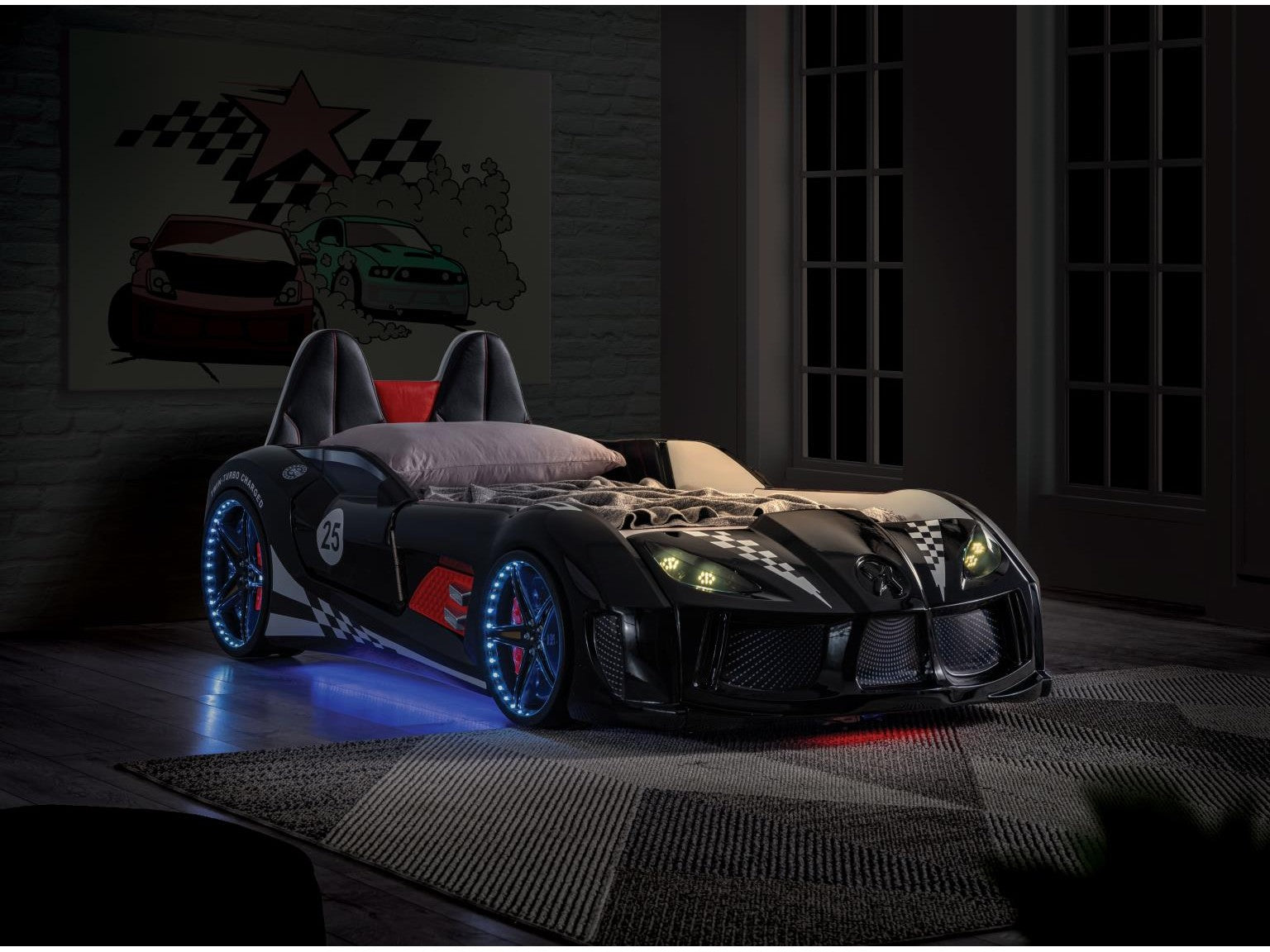 Trackster Black Car Bed / Twin