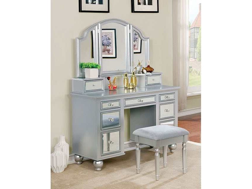Tracy Silver Vanity w/ Stool