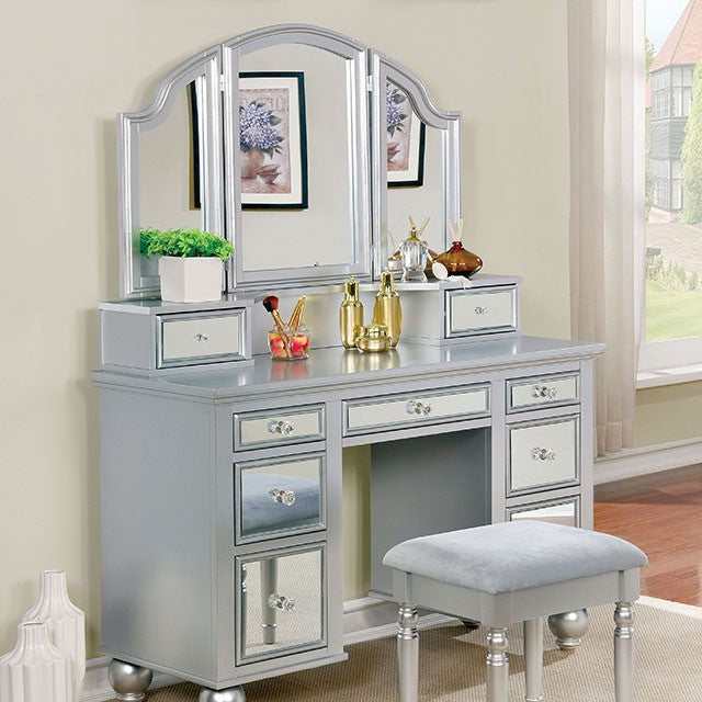Tracy Silver Vanity w/ Stool