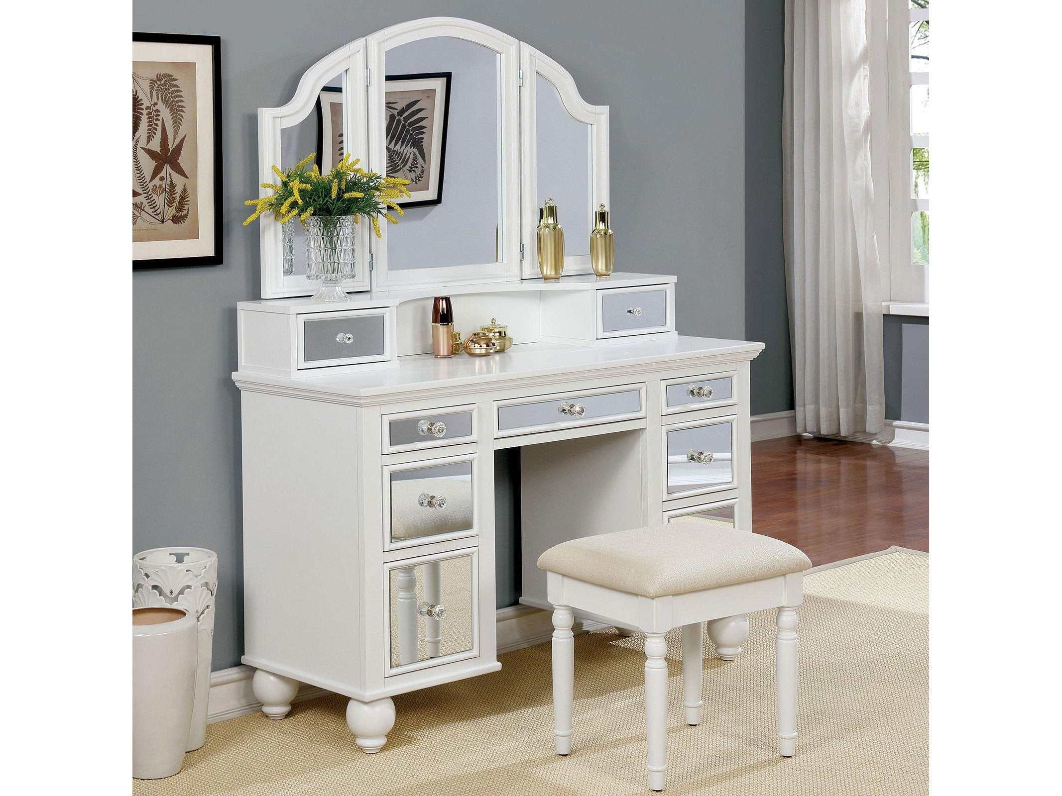 Tracy White Vanity w/ Stool