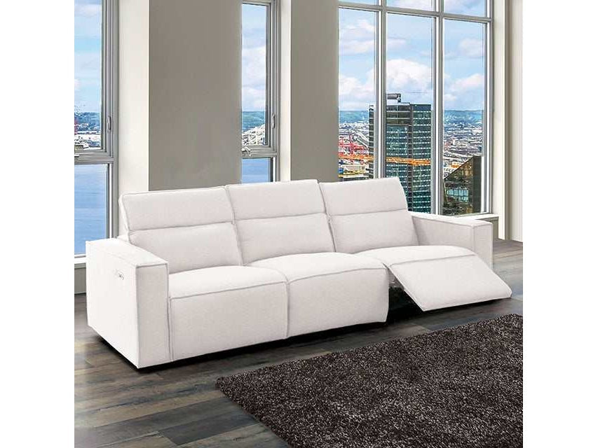 Treharris White Power Reclining Sofa