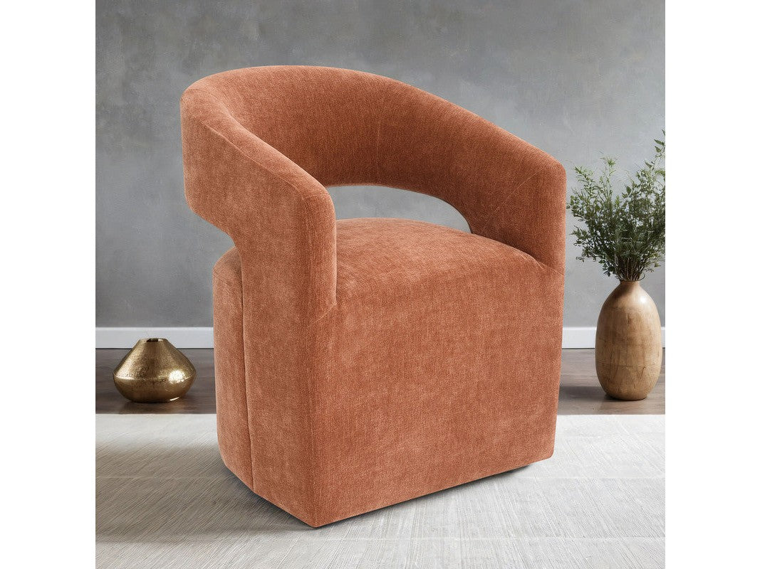 Tresa Rustic Orange Dining Arm Chair w/ Casters