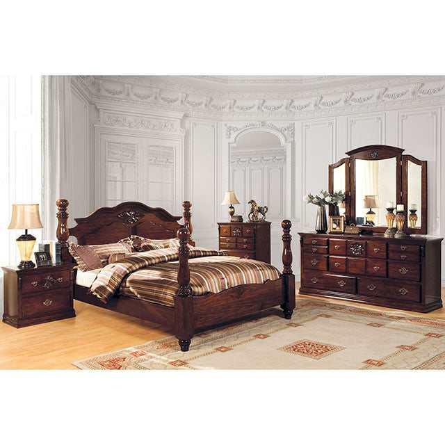 Tuscan Glossy Dark Pine California King Bed