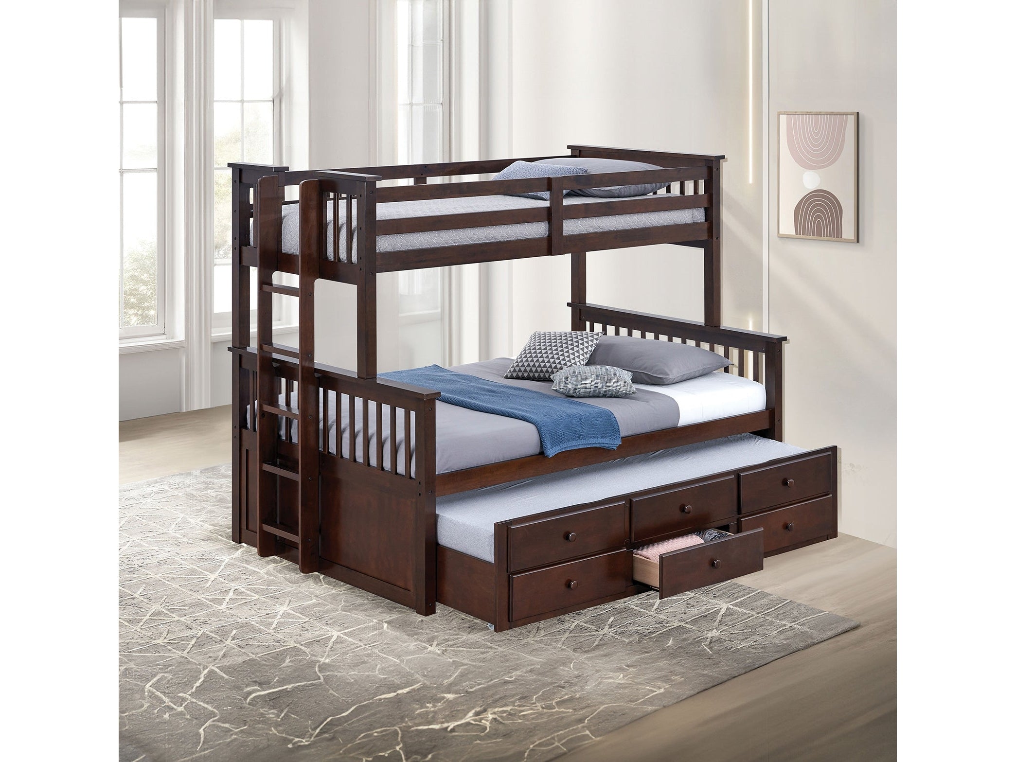 University Dark Walnut Twin/Full Bunk Bed