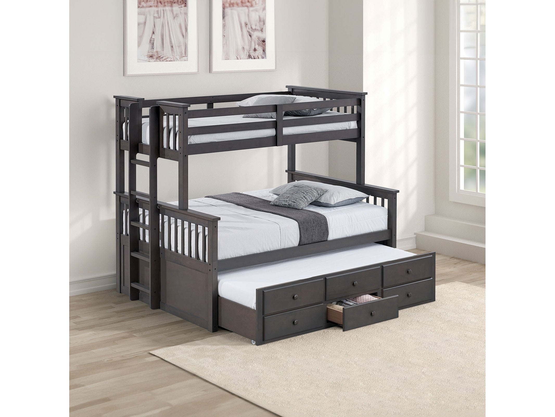 University Stain Gray Twin/Full Bunk Bed