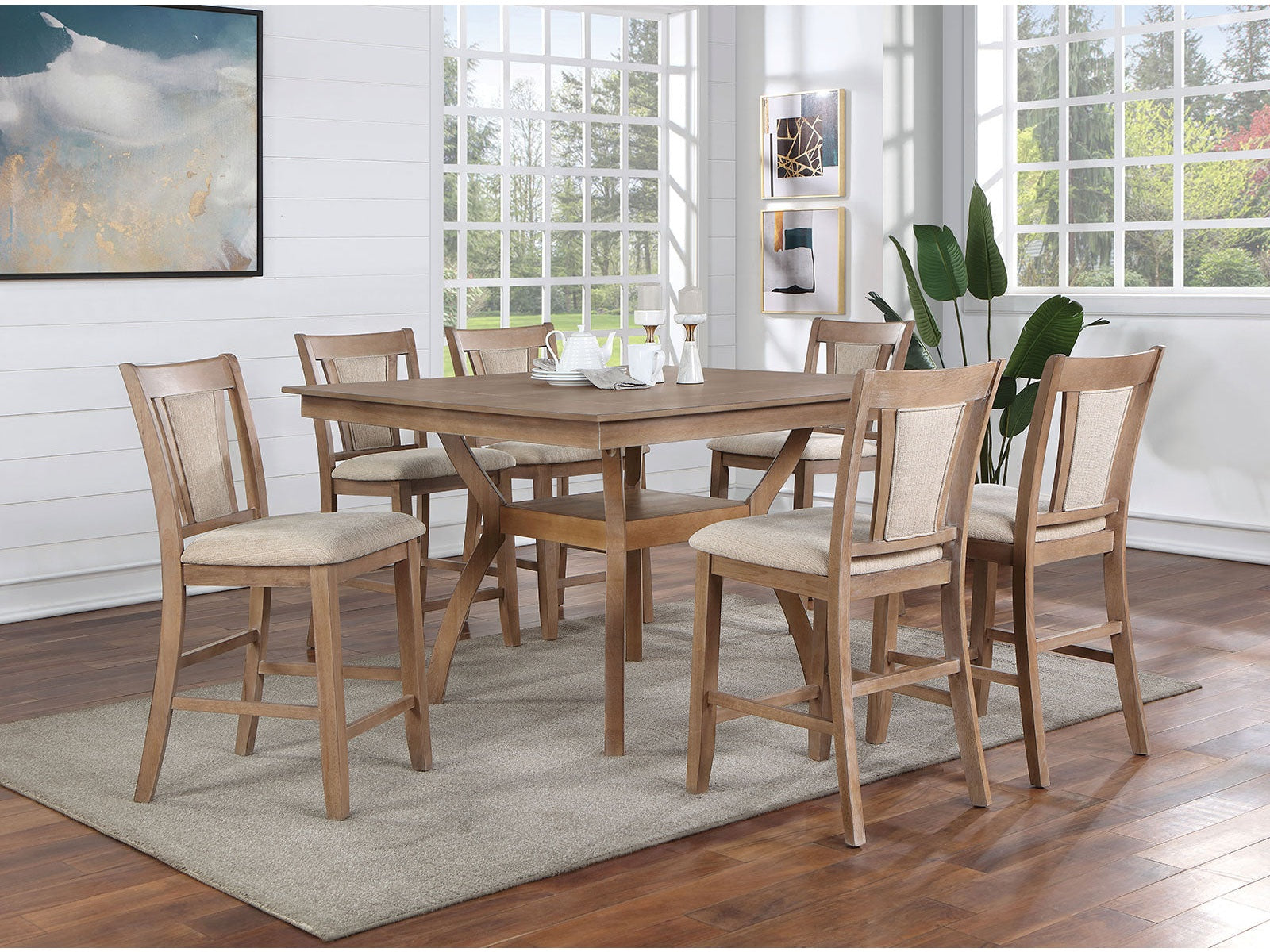 Upminster Natural Tone/Beige 7 Pc. Counter Height Table Set