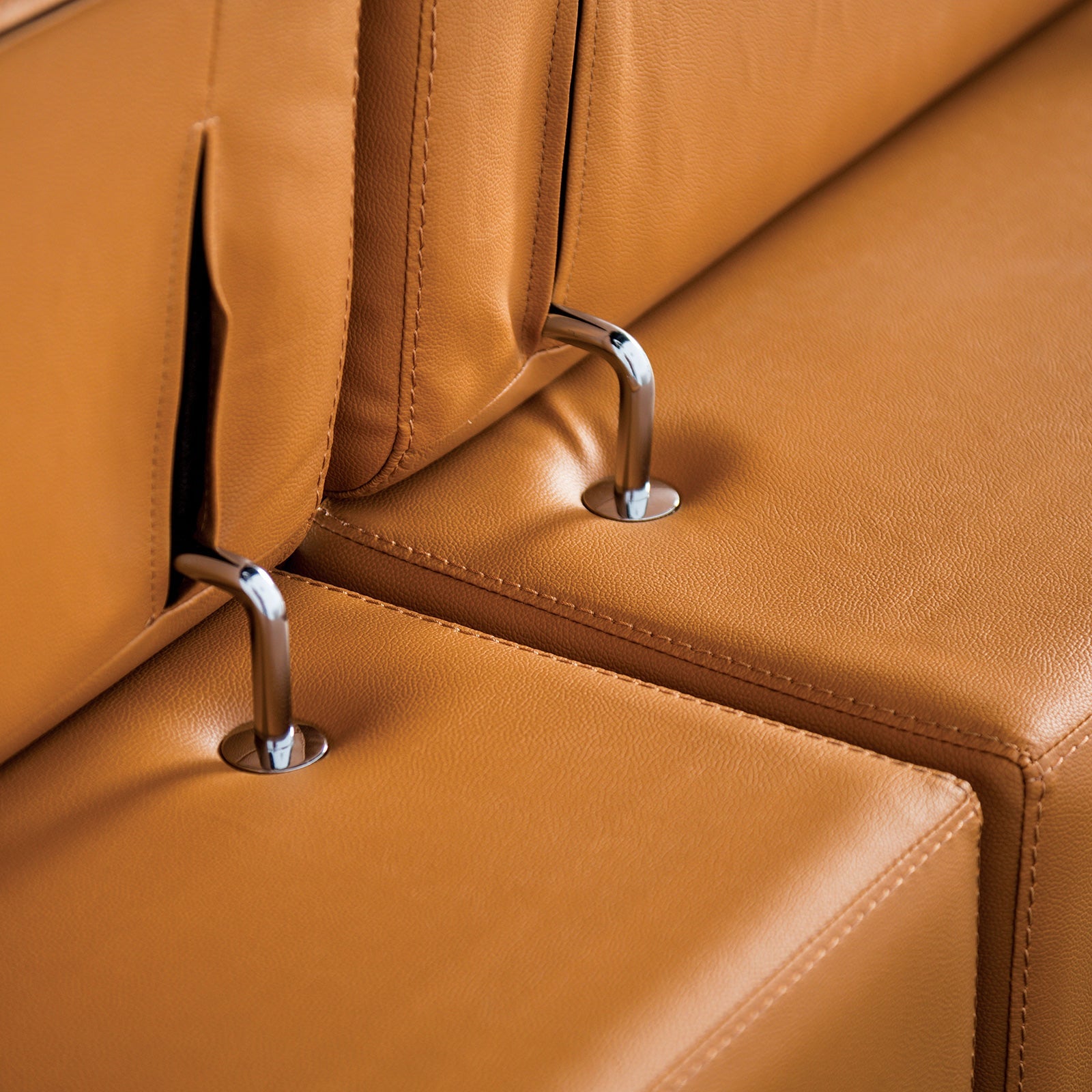 Vadso Tangerine Leather Match Left Chaise Sectional