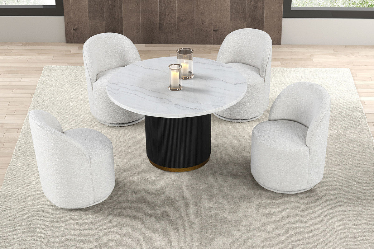 Varde Black/White 5 Pc. Round Dining Set