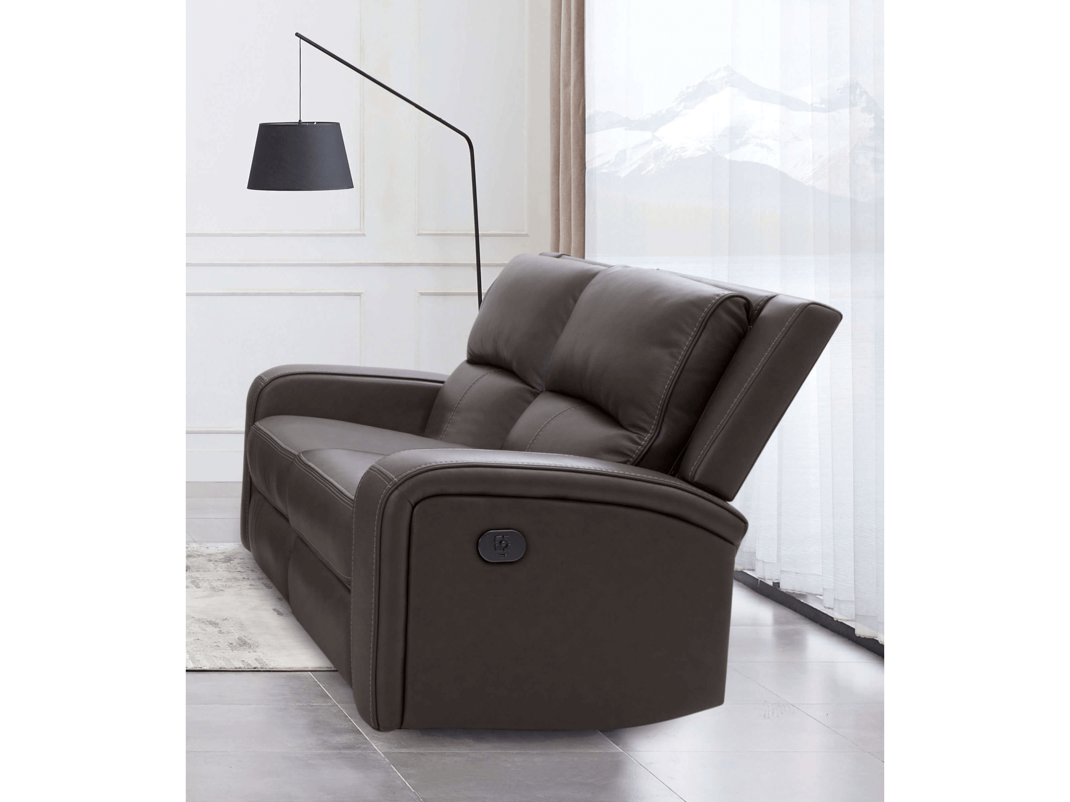 Vasilios Gray Leatherette Power Loveseat