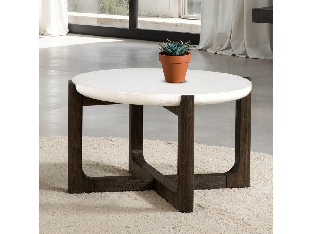Vellara Dark Walnut 25" Cocktail Table w/ Stone Top