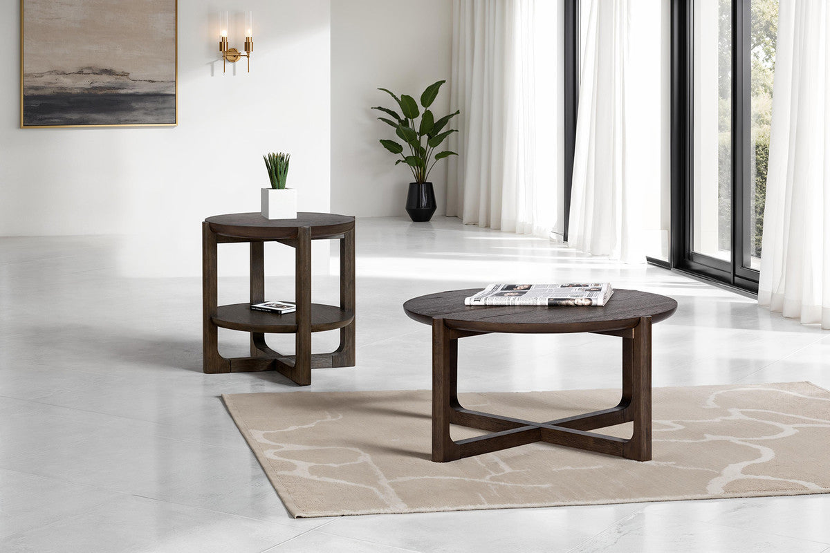 Vellara Dark Walnut 36"Cocktail Table w/ Wood Top