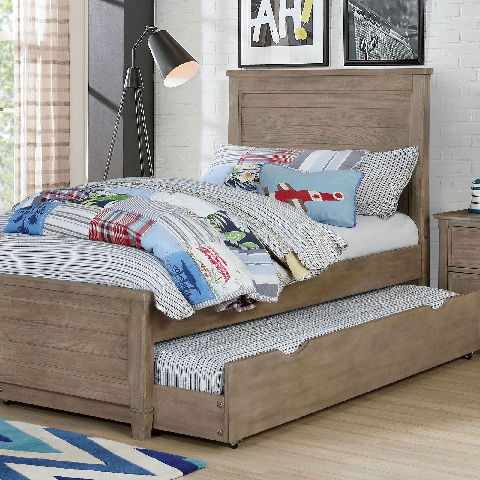 Vevey Wire-Brushed Warm Gray 4 Pc. Twin Bedroom Set