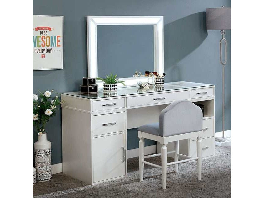 Vickie Luminous White Vanity Set