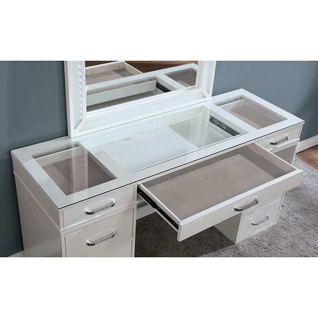 Vickie Luminous White Vanity Set