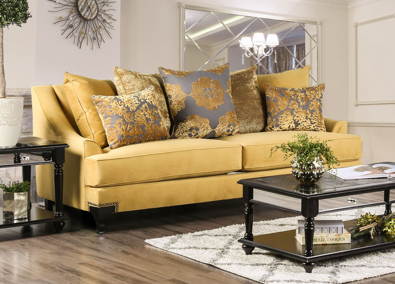 Viscontti Gold/Gray Sofa & Loveseat