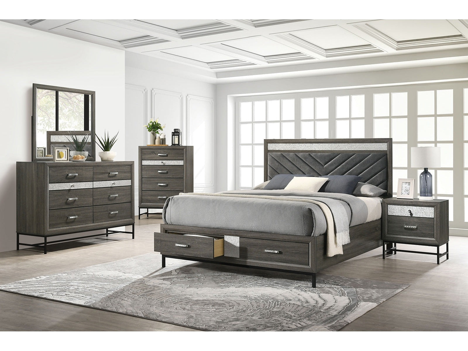 Voleta Gray 4 Pc. Queen Bedroom Set