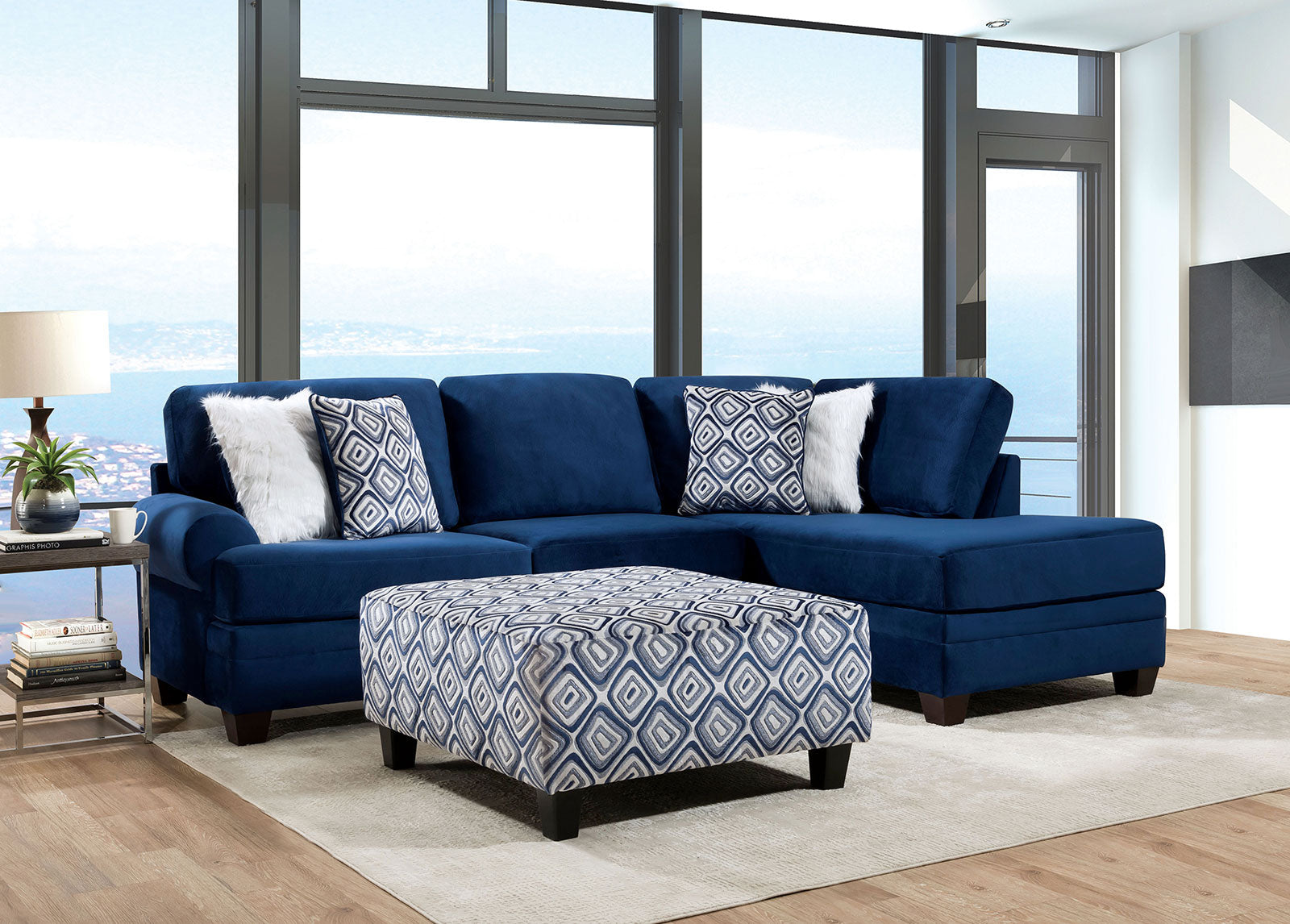 Waldport Navy Ottoman