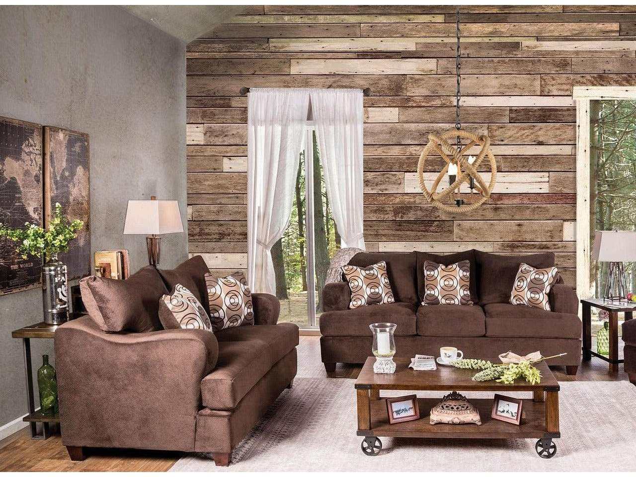 Wessington Chocolate Stationary Sofa & Loveseat 2pc