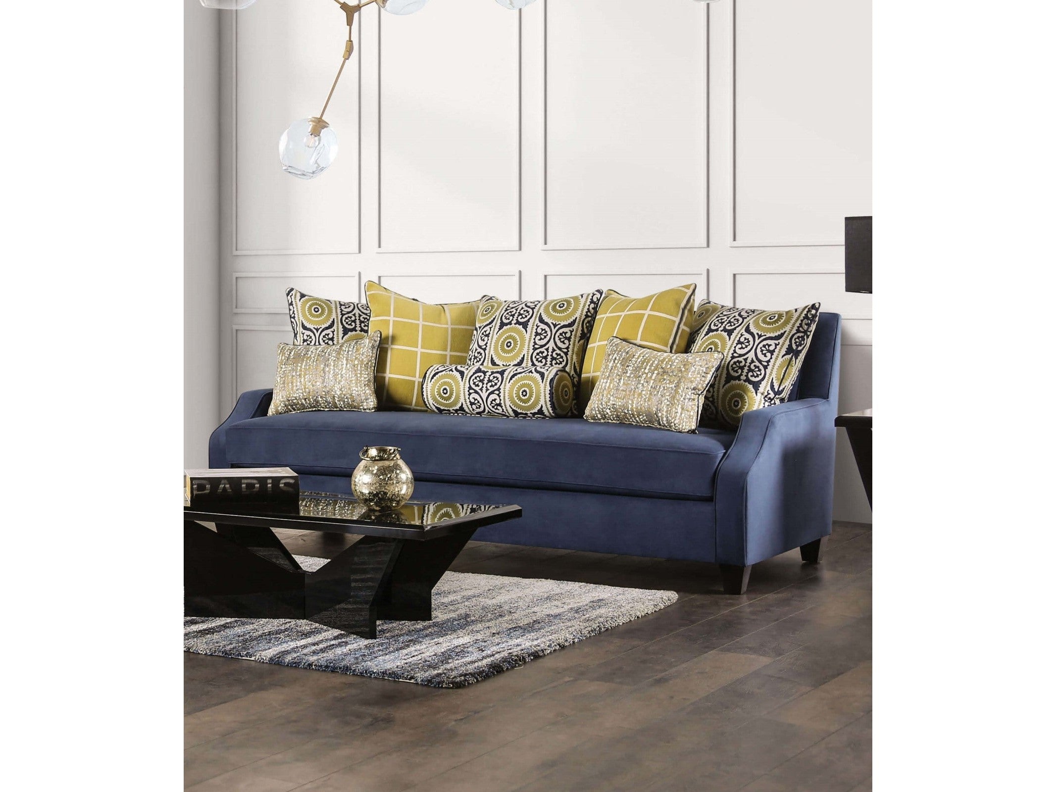 West brompton Navy/Yellow Sofa