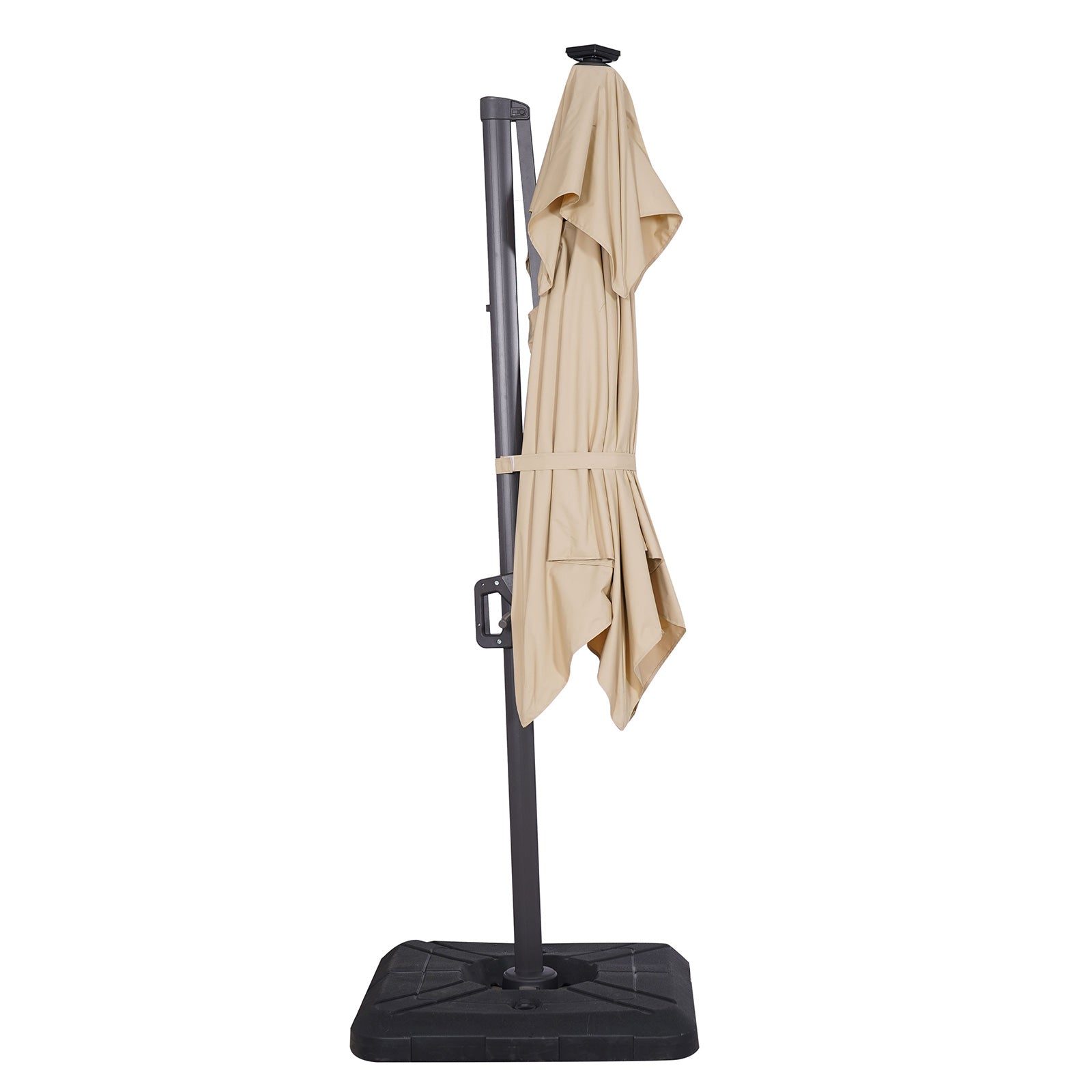 Xico Beige 8 FT Square Umbrella w/ Double Top and LED Light + 37" Large Base