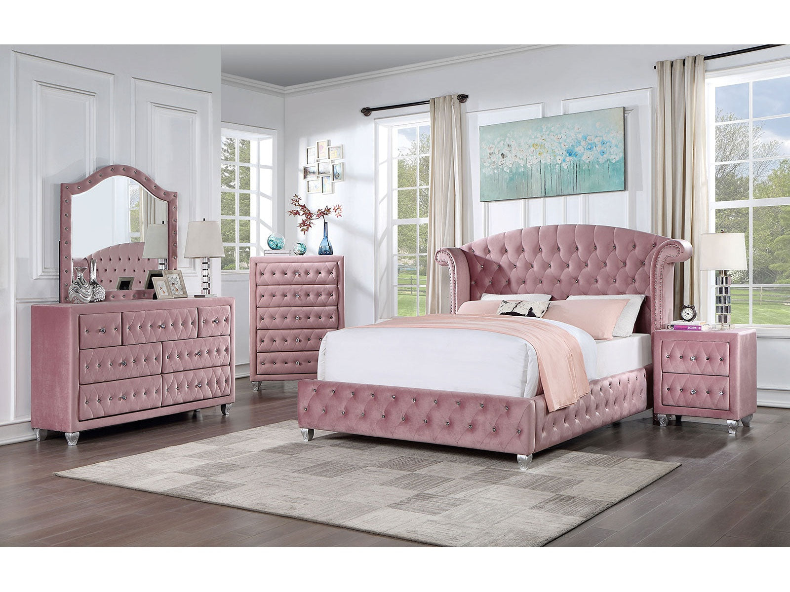 Zohar Pink 4 Pc. Queen Bedroom Set