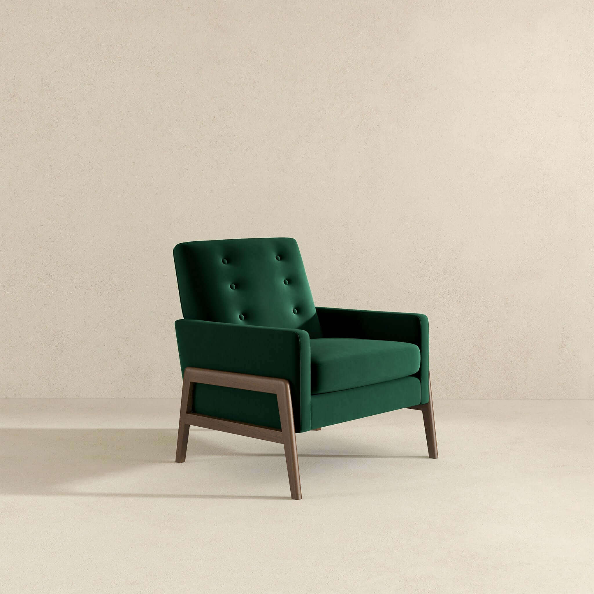 Cole Solid Wood Green Velvet Lounge Chair