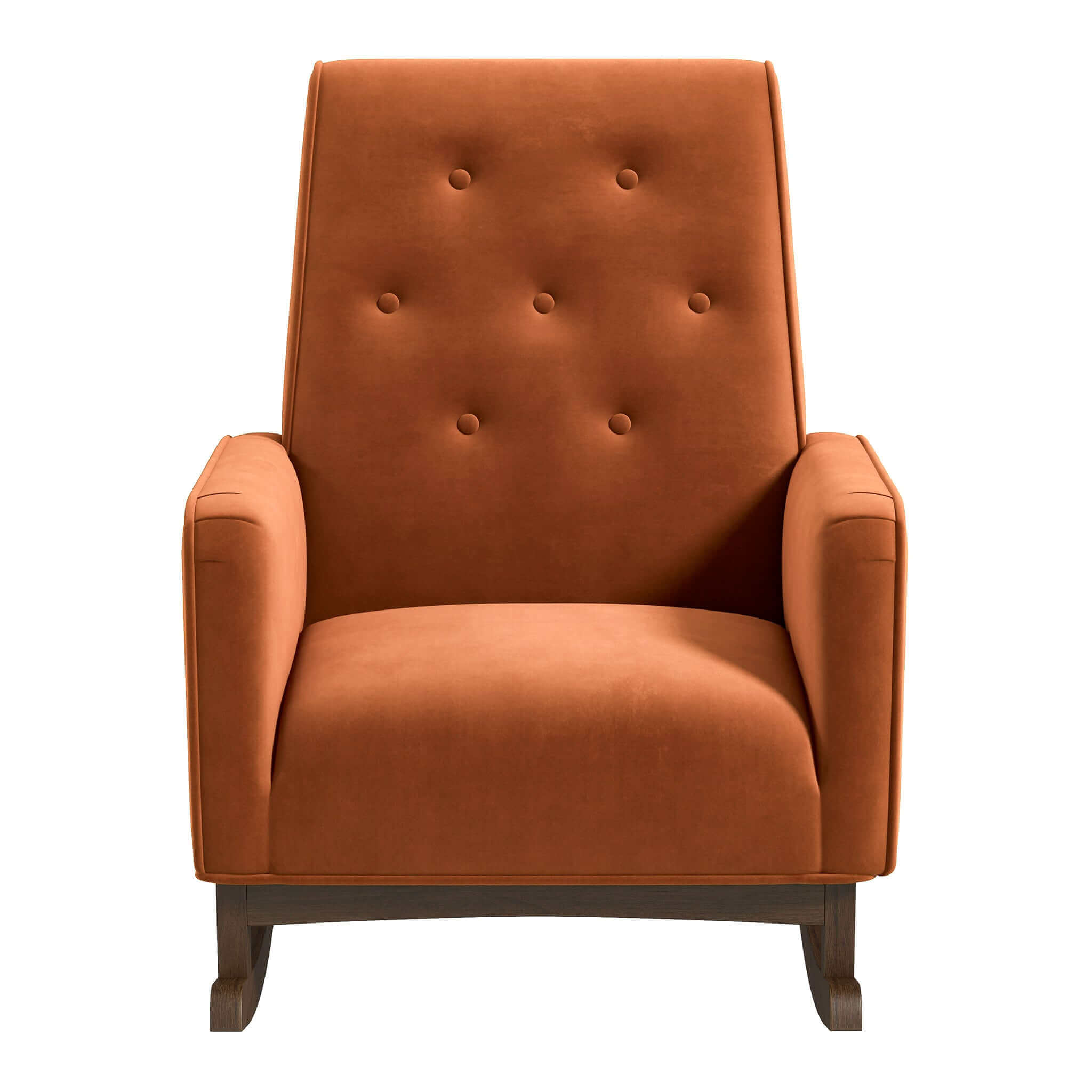 Demetrius Orange Velvet Solid Wood Rocking Chair