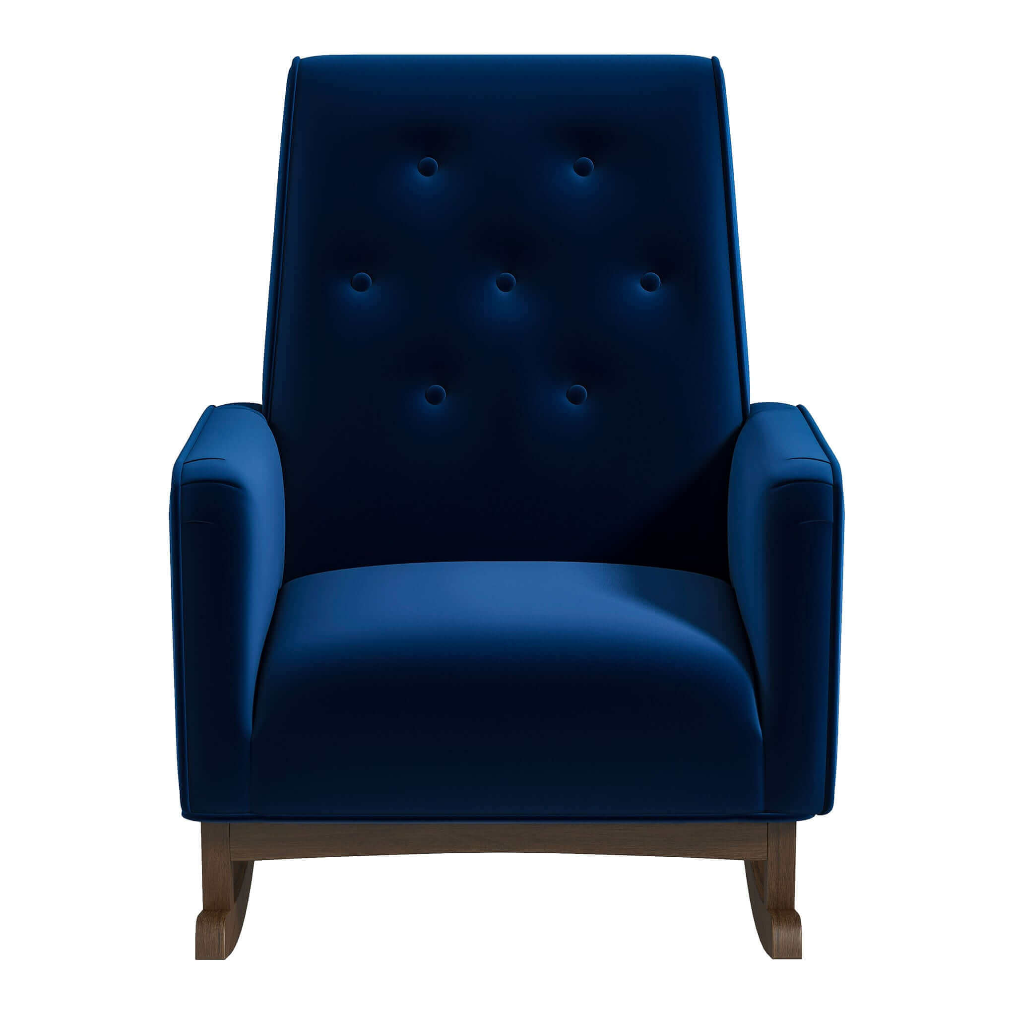 Demetrius Dark Blue Velvet Solid Wood Rocking Chair