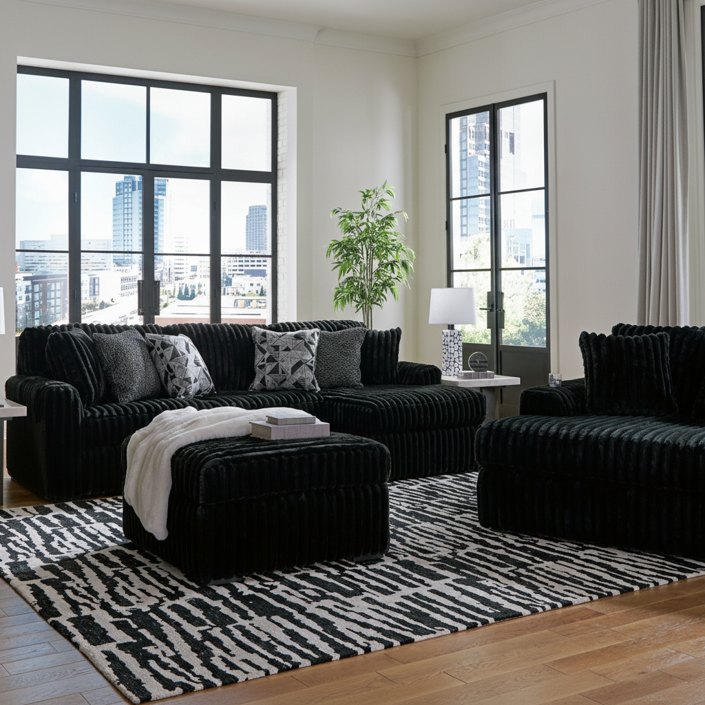 Midnight-Madness 3-Piece Double Chaise Sectional