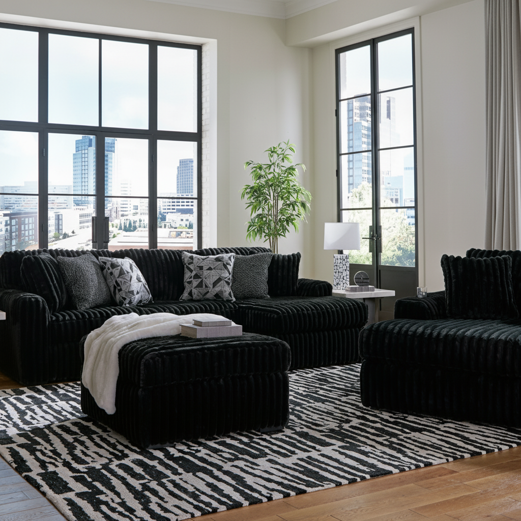 Midnight-Madness 3-Piece Sectional with Chaise