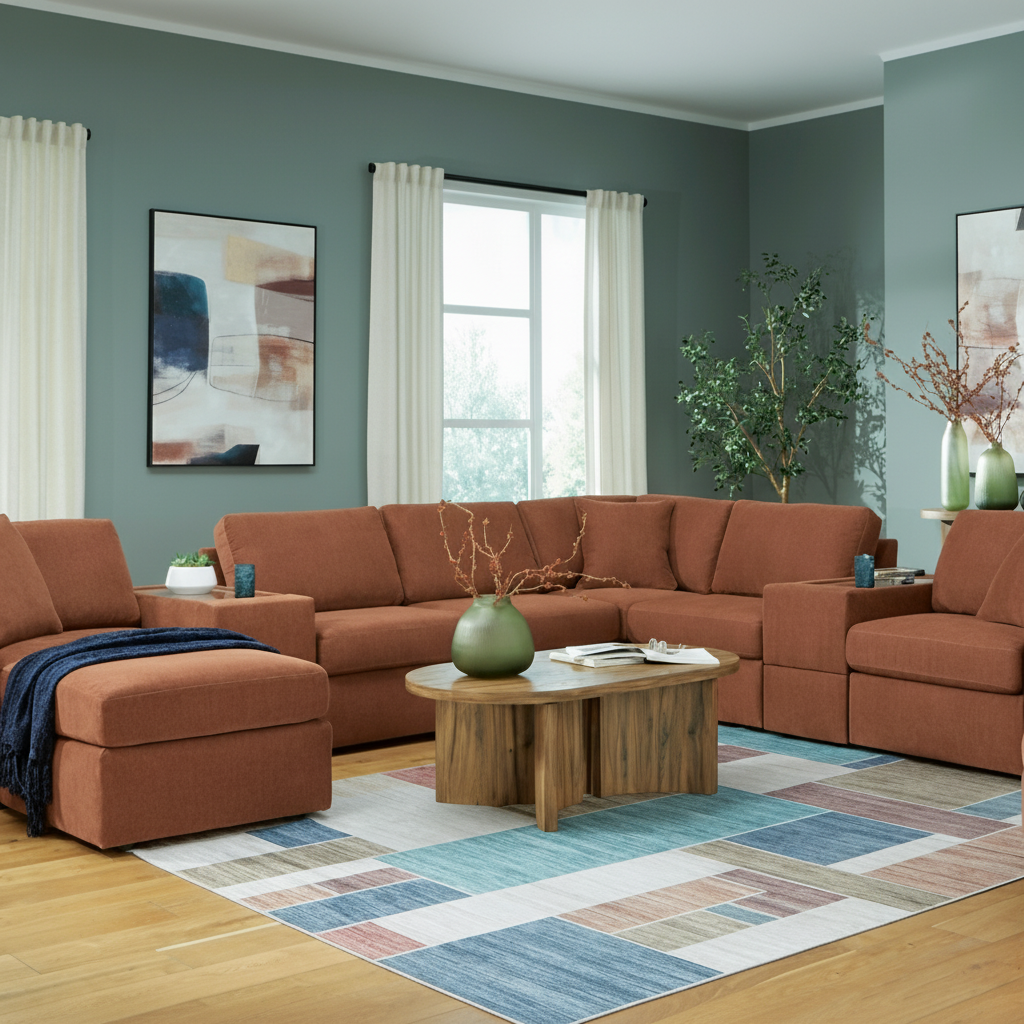 Modmax Premium 4-Piece Sectional with Storage Chaise and Storage Console
