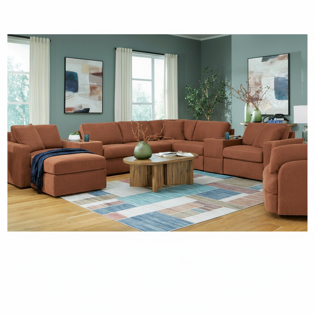Modmax Premium 4-Piece Sectional with Storage Chaise and Storage Console
