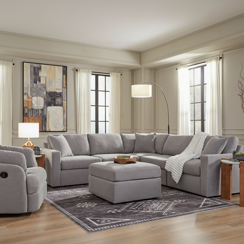 Premium Modmax 8-Piece Double Storage Chaise Sectional with Audio and Storage Consoles