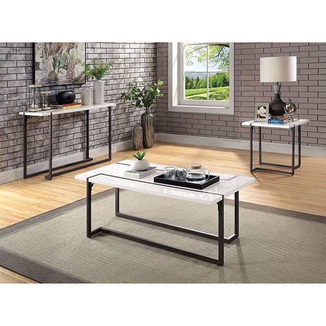 izar White/Gun Metal Coffee Table