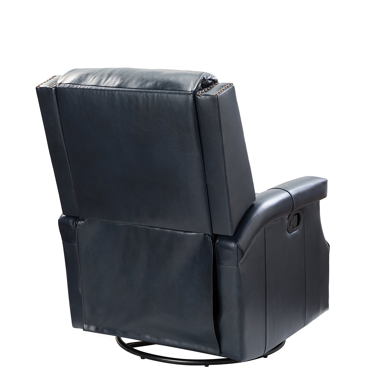 Louise Genuine Leather Swivel Rocker Recliner in Navy