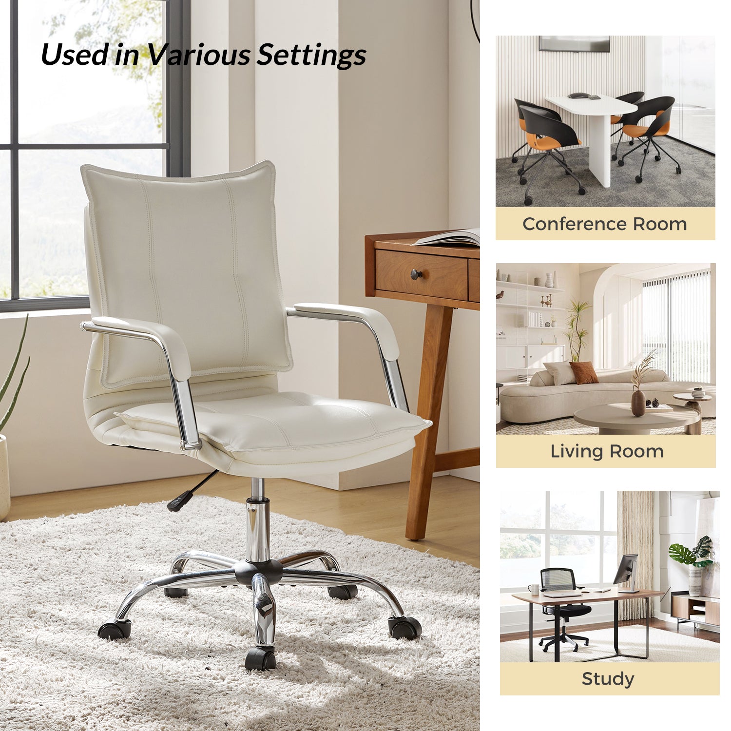 Leather Task Chair in White