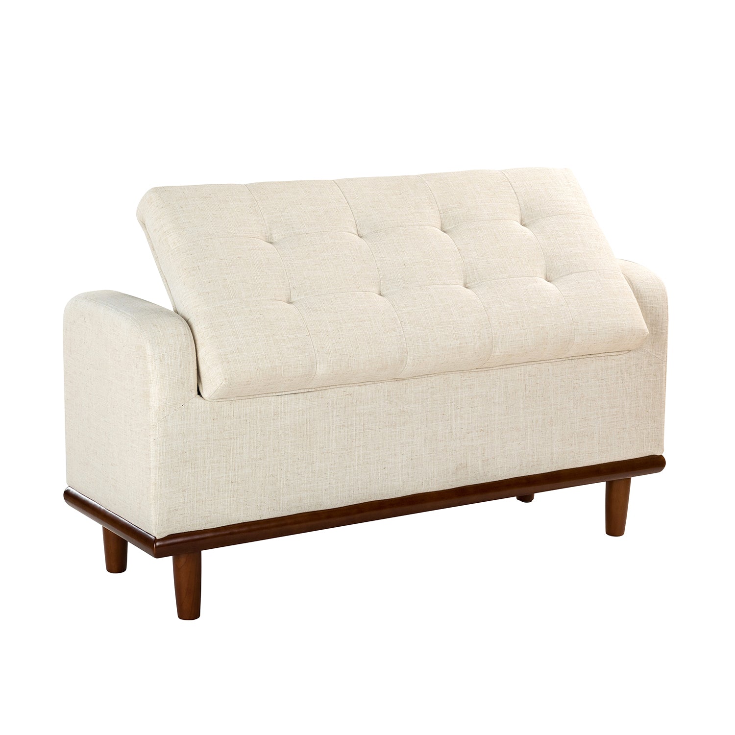 Jason Upholstered Flip Top Storage Bench in Ivory