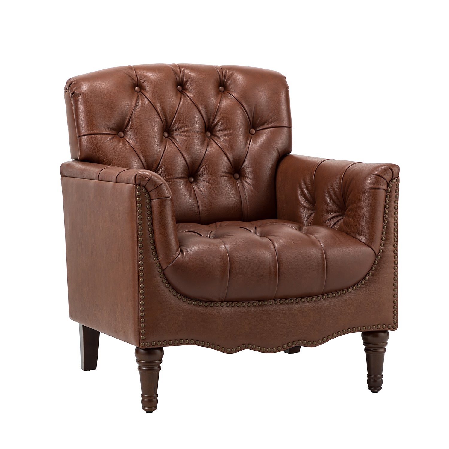 Elijah Genuine Leather Armchair in Brown