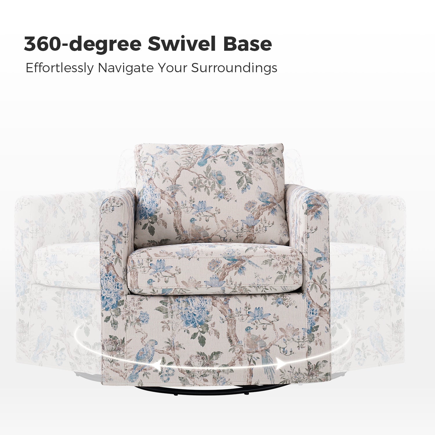 Armando Slipcovered Swivel Chair in Bird