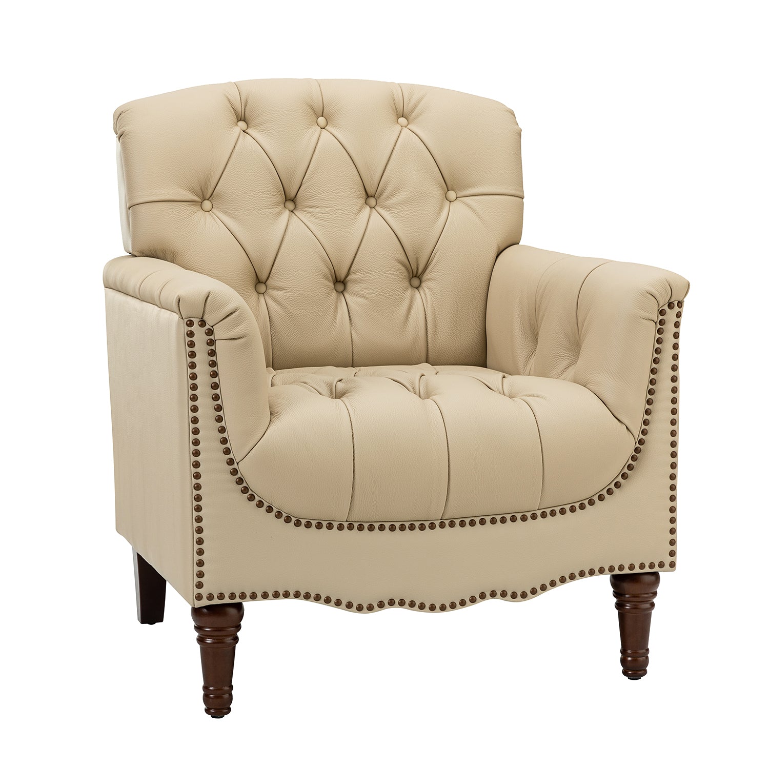 Elijah Genuine Leather Armchair in Beige