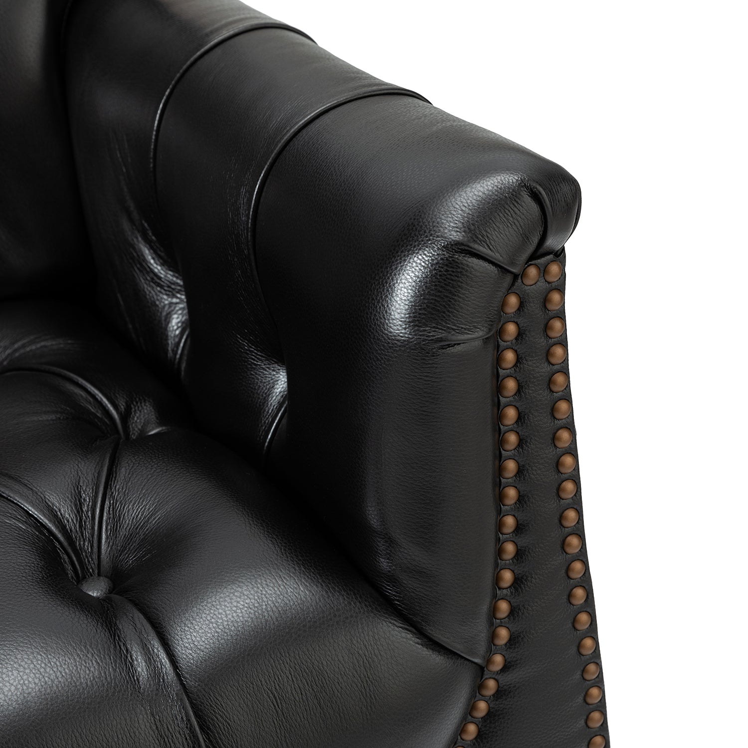 Elijah Genuine Leather Armchair in Black