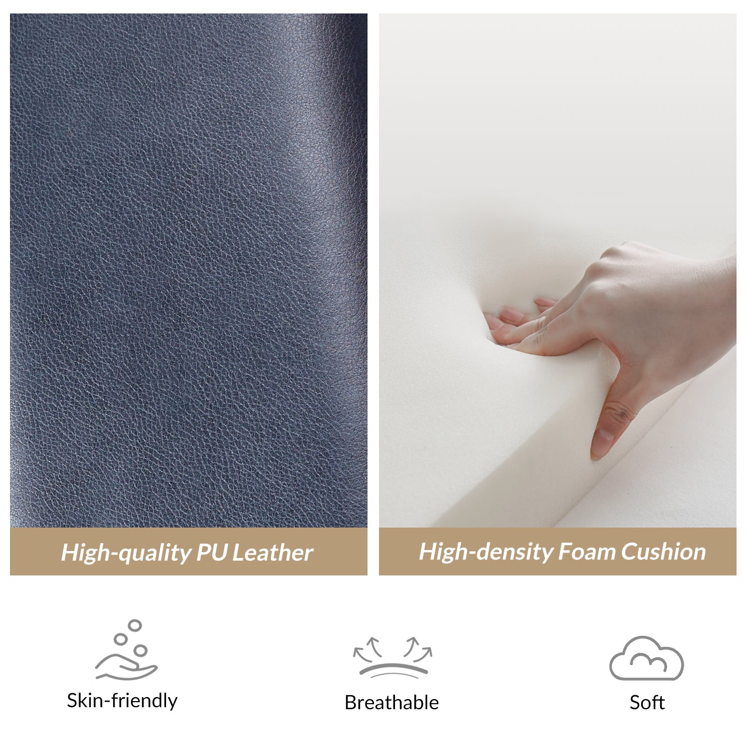 Patrick Vegan Leather Solid Wood Recliner in Navy