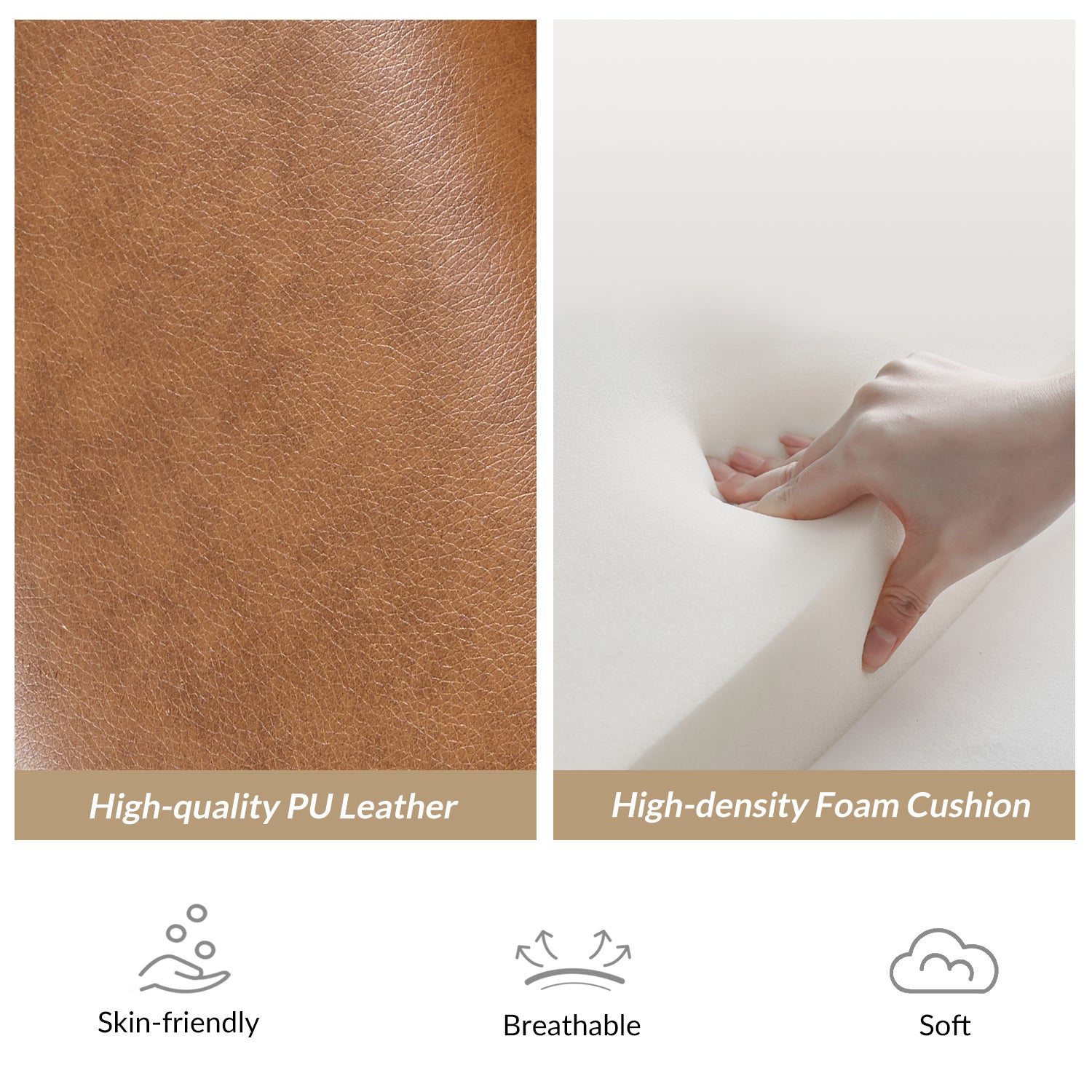 Patrick Vegan Leather Solid Wood Recliner in Camel