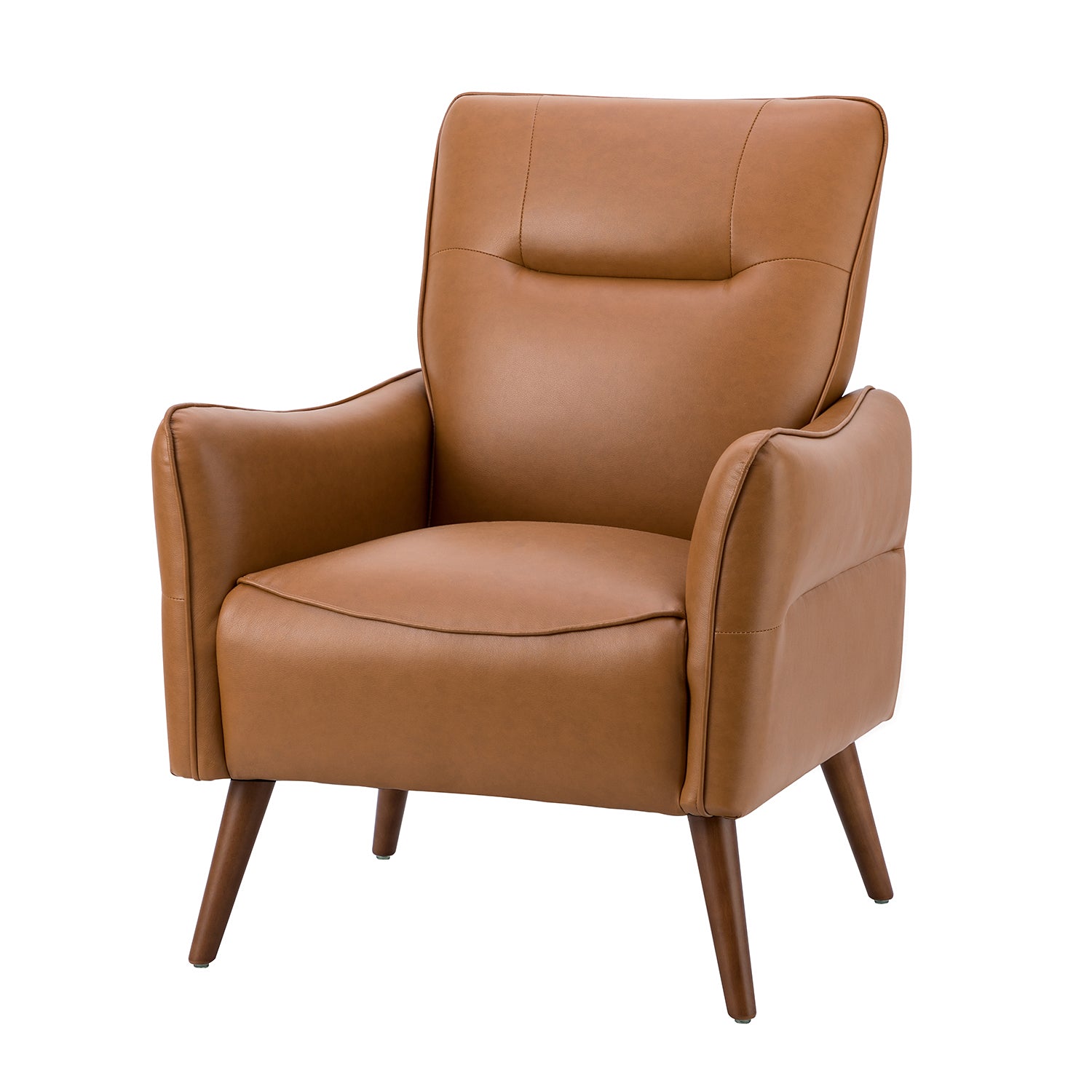 Zuri Vegan Leather Armchair in Camel