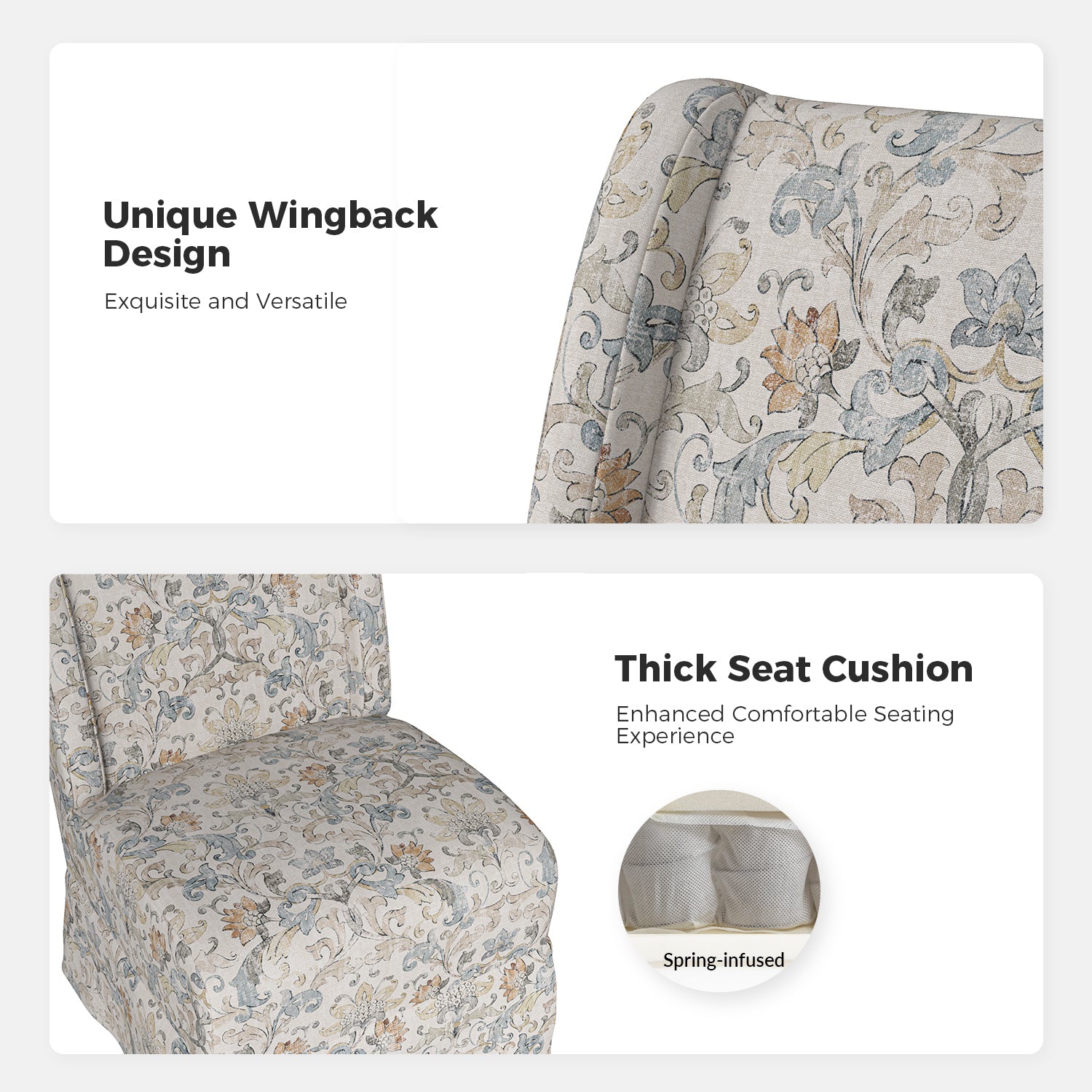 Edwin Slipcovered Chair in Damask