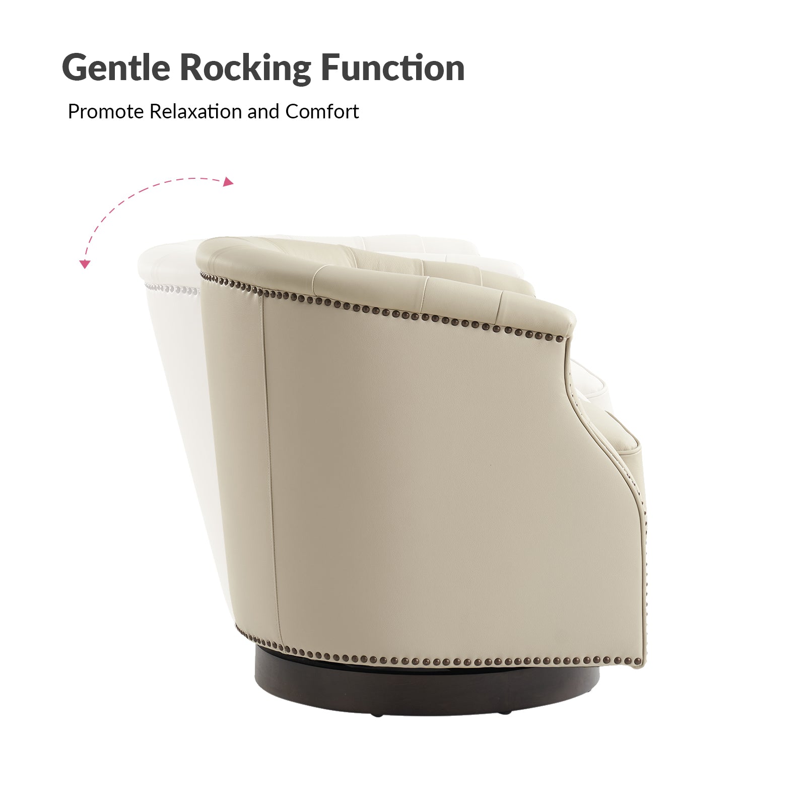 Veitin Chesterfield Rocker and Swivel Genuine Leather Chair in White