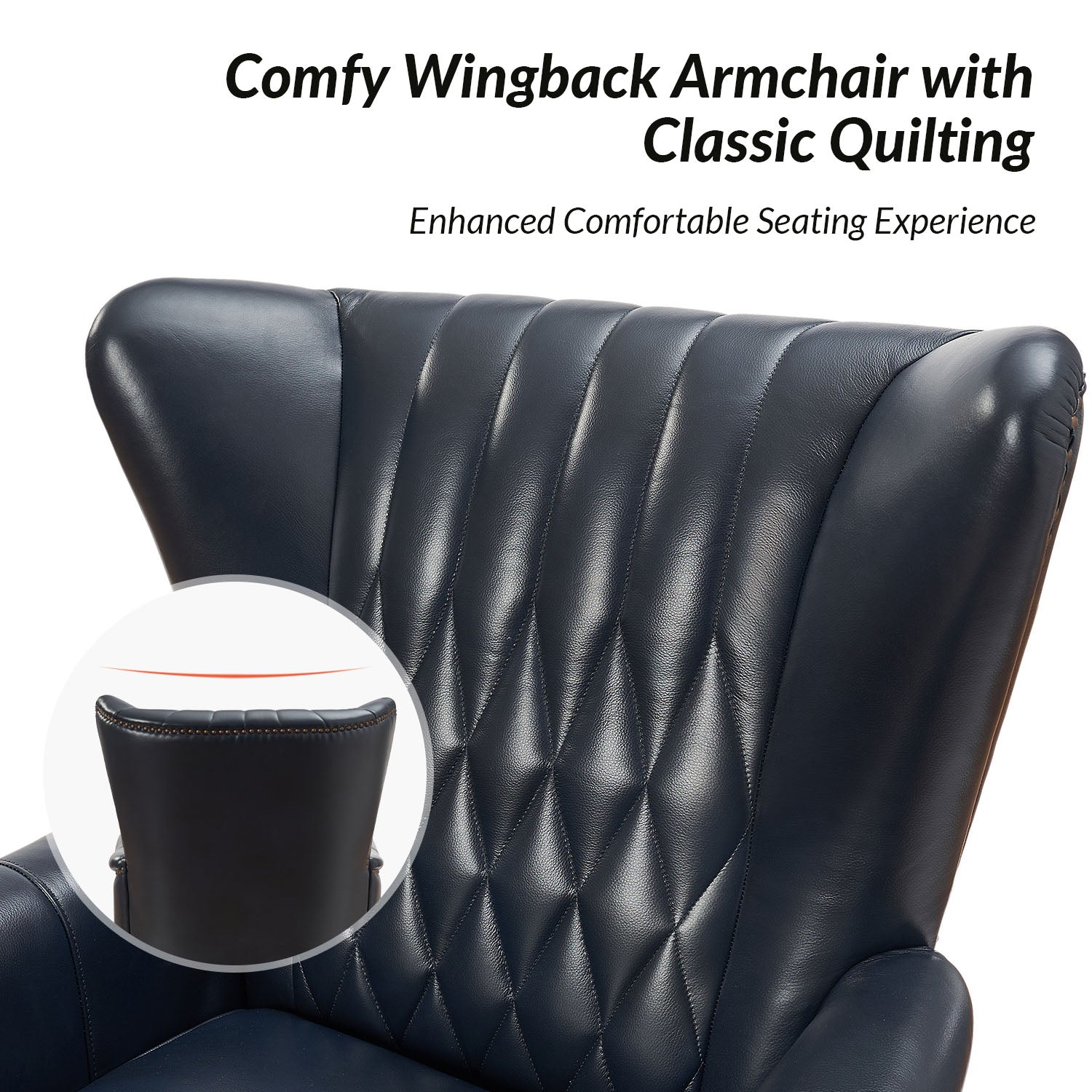 Xaver Genuine Leather Armchair in Navy