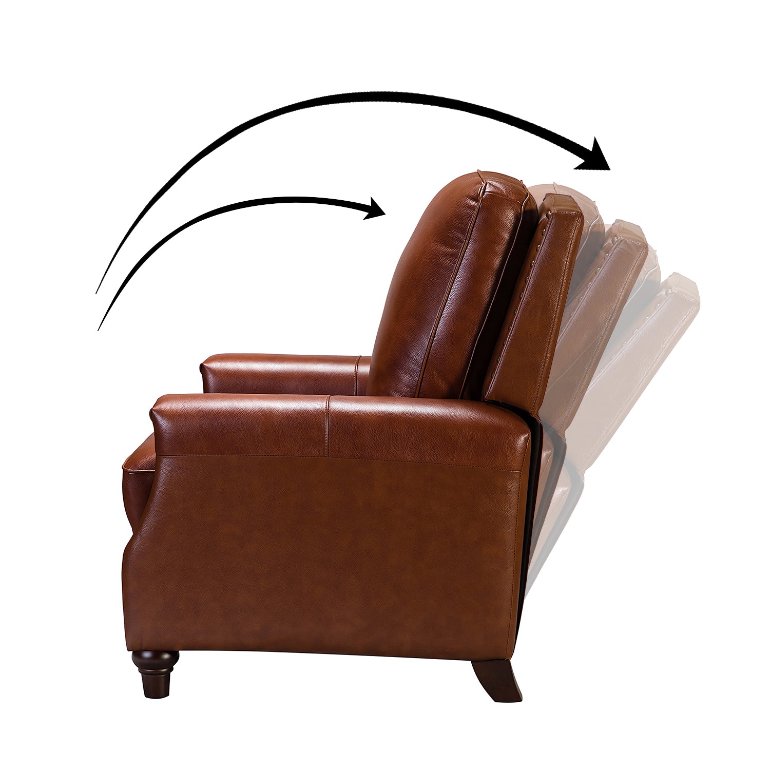 Amil Genuine Leather Recliner in Brown
