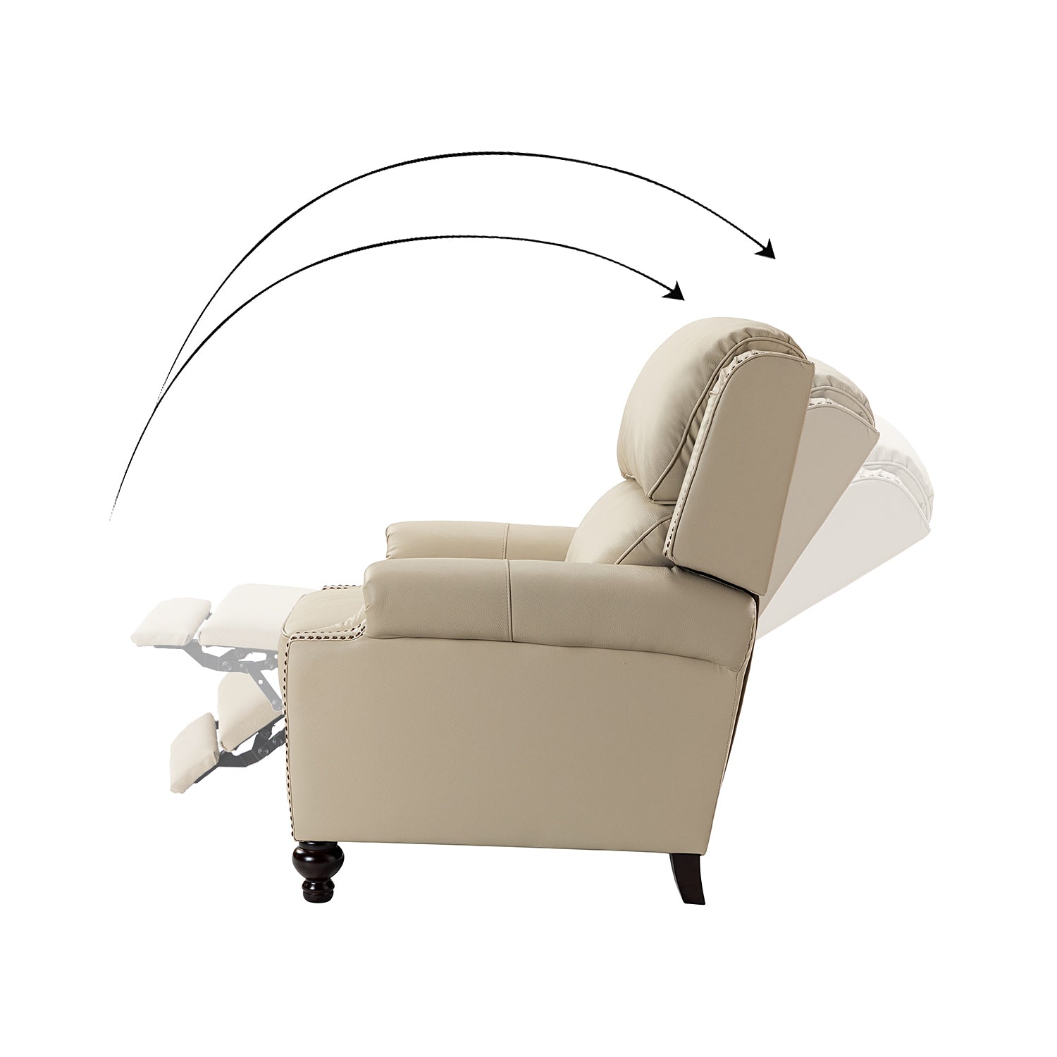 Franco Genuine Leather Recliner in Beige