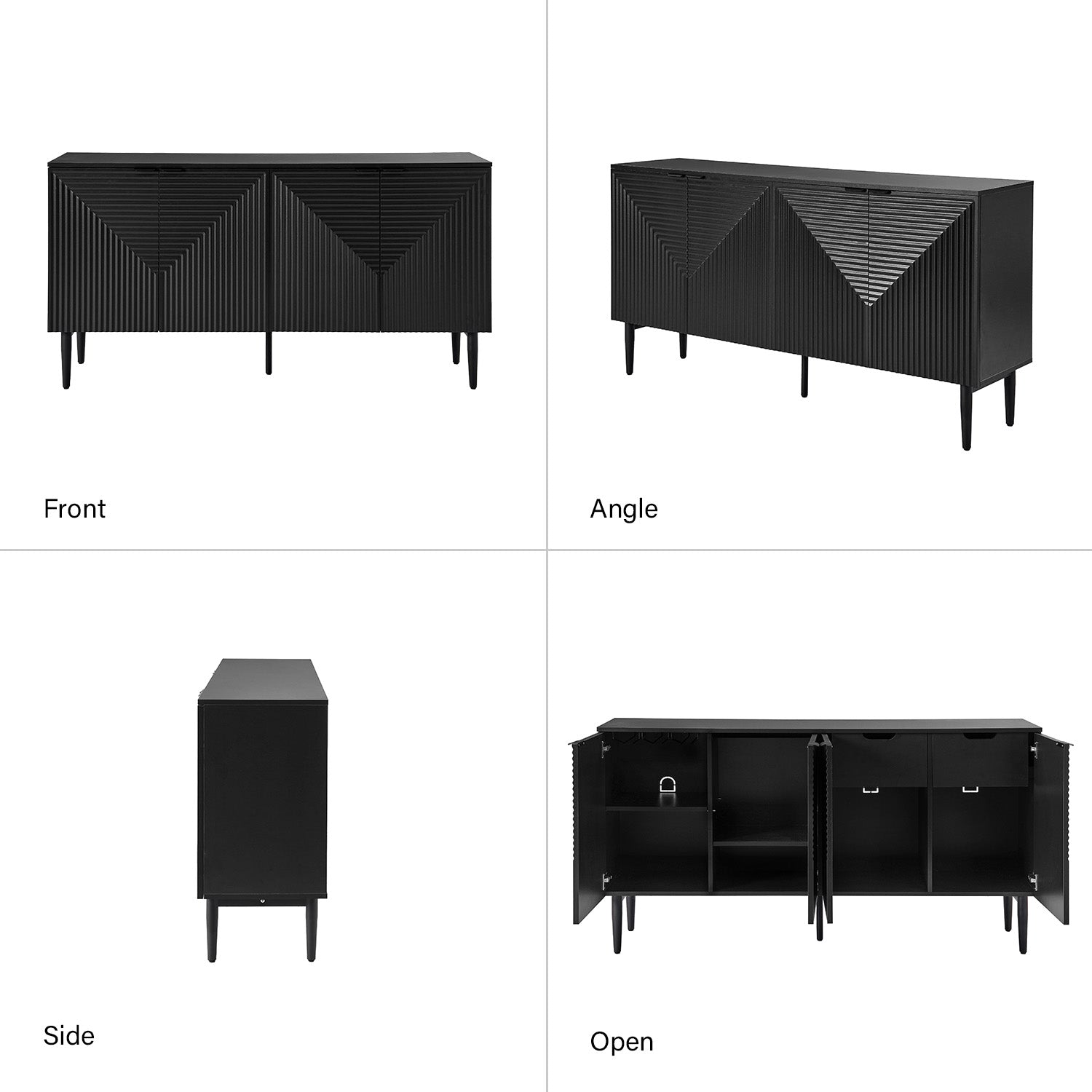 Burkart 4 Door Sideboard in Black